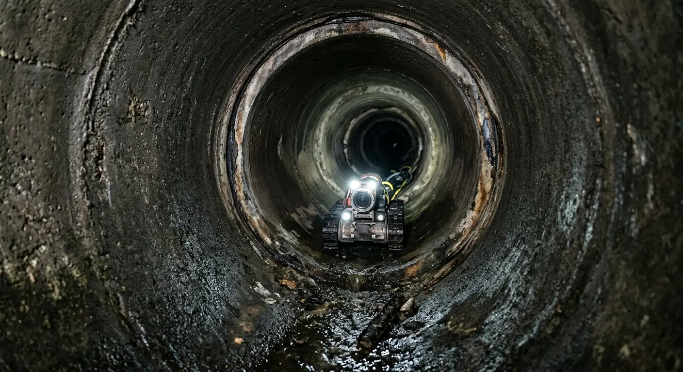 Robotic sewer camera inspecting pipe interior for Drain Snake Service in Venus